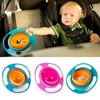 Baby Kids Infant Feeding Dishes Gyro Bowl Universal 360 Degree Rotate Spill-Proof Bowl (Blue)