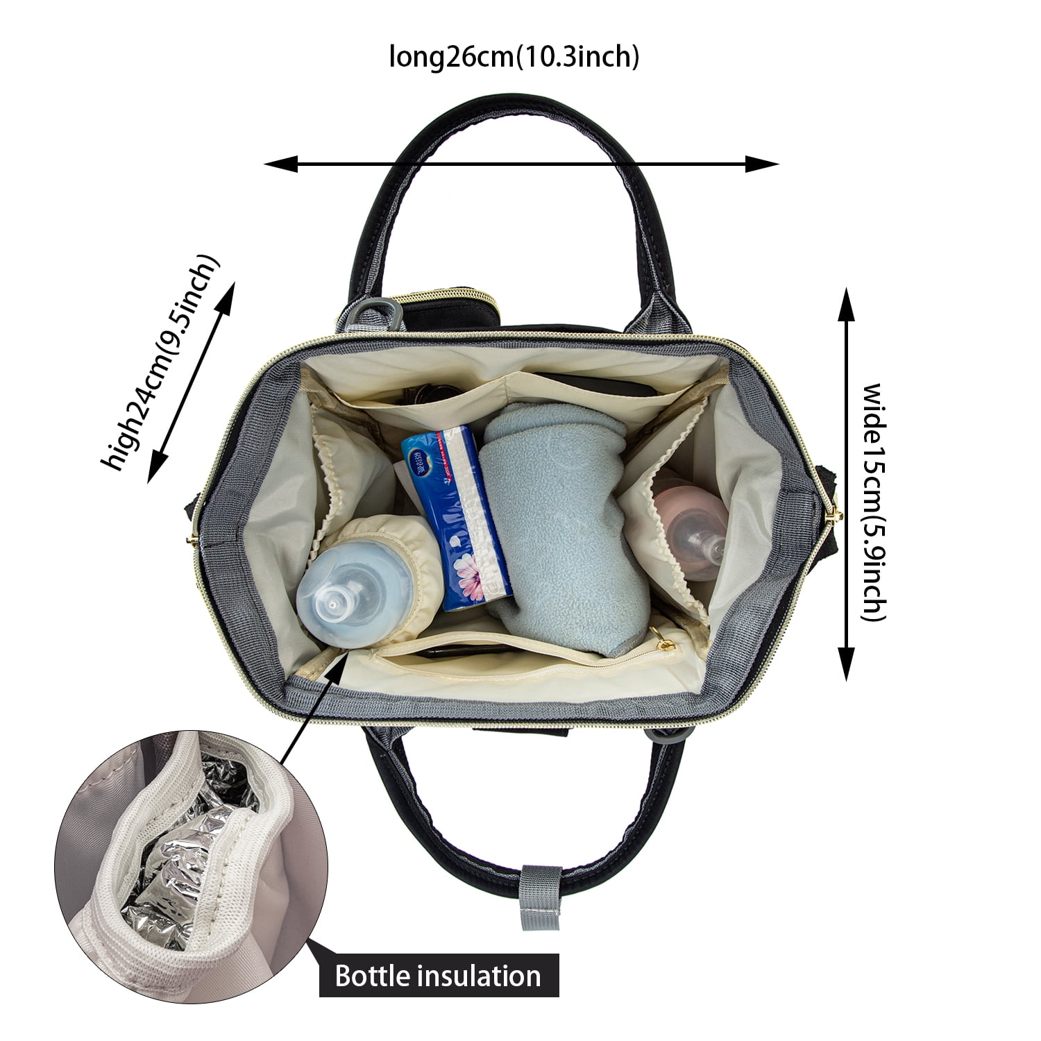 COUTUDI Mini Convertible Waterproof Fabric Diaper Bag Backpack, Gray