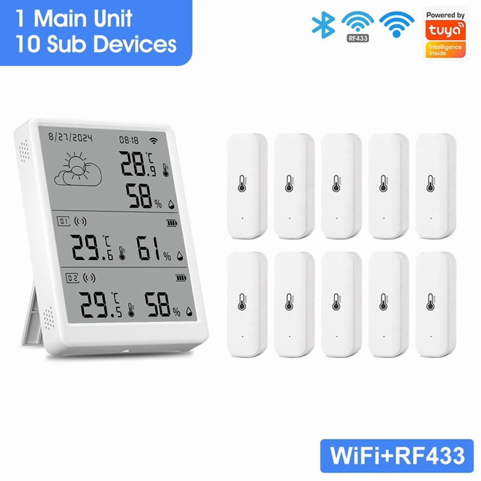 Tuya WIFI Weather Station Digital Forecast Screen 10 WiFi+RF433 Sensors Thermometer Hygrometer Support Voice Control