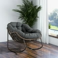 thumbnail image 2 of Outdoor Rocking Chair with Padded Cushion, Oversized Rattan Wicker egg Chair Outdoor with  All-Weather Steel Frame, 250lbs Capacity, Modern Lounge Rocker for Front Porch Living Room Bedroom, Grey, 2 of 9