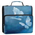 thumbnail image 2 of Water-Resistant 3-Ring Binder Organizer with Multiple Pockets Zipper Binder Bag for Office Abstract Blue and White Butterfly, 2 of 8
