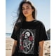 thumbnail image 2 of Camiseta de mujer con estampado retro de calavera, esqueleto y rosas, camisetas de manga corta con cuello redondo para mujer, talla M, 2 of 7