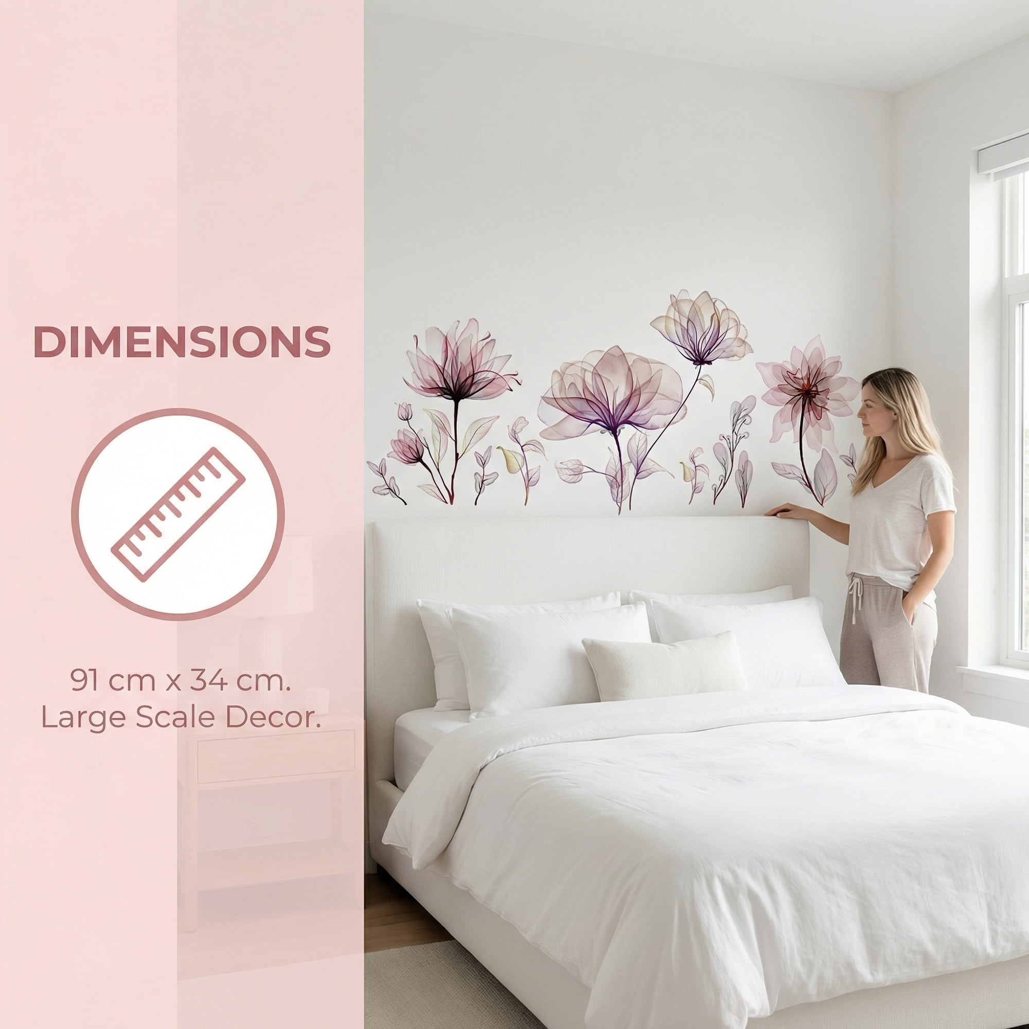 Unique Bargains 40PCS Flowers Wall Stickers Decals Peel and Stick Purple 35.4" x 11.8"