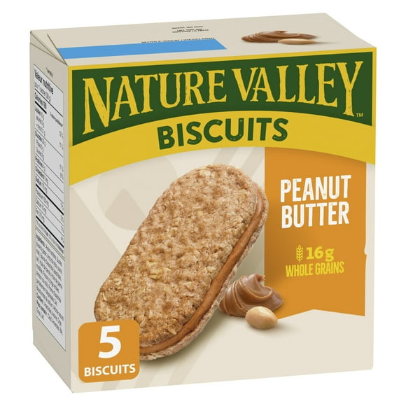 Nature Valley Biscuits, Peanut Butter, Breakfast Snacks, 5 biscuits x 38 g, 190 g