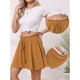 thumbnail image 2 of DARING DIVA Women's High Waist Wide Leg Vacation Beach Flowy Shorts Small Caramel, 2 of 6