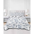 thumbnail image 2 of Twin XL Quilt Bedding Set, Blue Leaves Reversible Summer Quilt 3 Pieces, Summer Botanical Elegant Pastoral Lightweight Bedspreads Coverlets with 2 Pillow Shams for All Seasons, 2 of 5