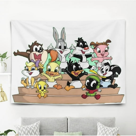Baby Looney Tunes pattern wall hanging 50*60 inches high-quality peach skin velvet material classic and charming