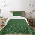 thumbnail image 3 of Ambesonne Irish Quilted Bedspread Set 2 Pcs, Intricate Clover Twigs, Twin Size, Black Lime Green, 3 of 6