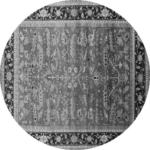Ahgly Company Indoor Round Oriental Gray Industrial Area Rugs, 3' Round