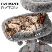 Sopapets 44H Cat Tree Tower Natural Wood With Scratching Posts&Real Branch Design, Heavy Duty Aesthetic Cat Tower for Large Cats, Gray