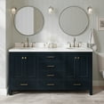 thumbnail image 3 of ARIEL Cambridge 66 Inch Double Oval Sink Bathroom Vanity With Carrara White Quartz Countertop 1.5 Edge In Midnight Blue, 3 of 7