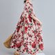 thumbnail image 5 of Vestido vintage para mujer Bolsillos con estampado floral Vestido de manga corta con cuello redon Romacci Vestido de mujer, 5 of 7