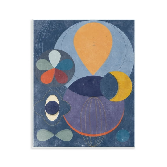 Stupell Industries Blue Retro Collage Abstract Painting Unframed Art Print Wall Art, 11 x 14