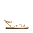 thumbnail image 3 of Schutz Kittie Gold Metallic & Nappa Leather Ankle Lace Up Flat Heel Sandals (GOLD, 5), 3 of 4