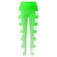thumbnail image 4 of XIAONU Women's Clover Print Leggings Slim Fit Full Length Tights Playful Casual Everyday Bottoms Light Green, 4 of 4