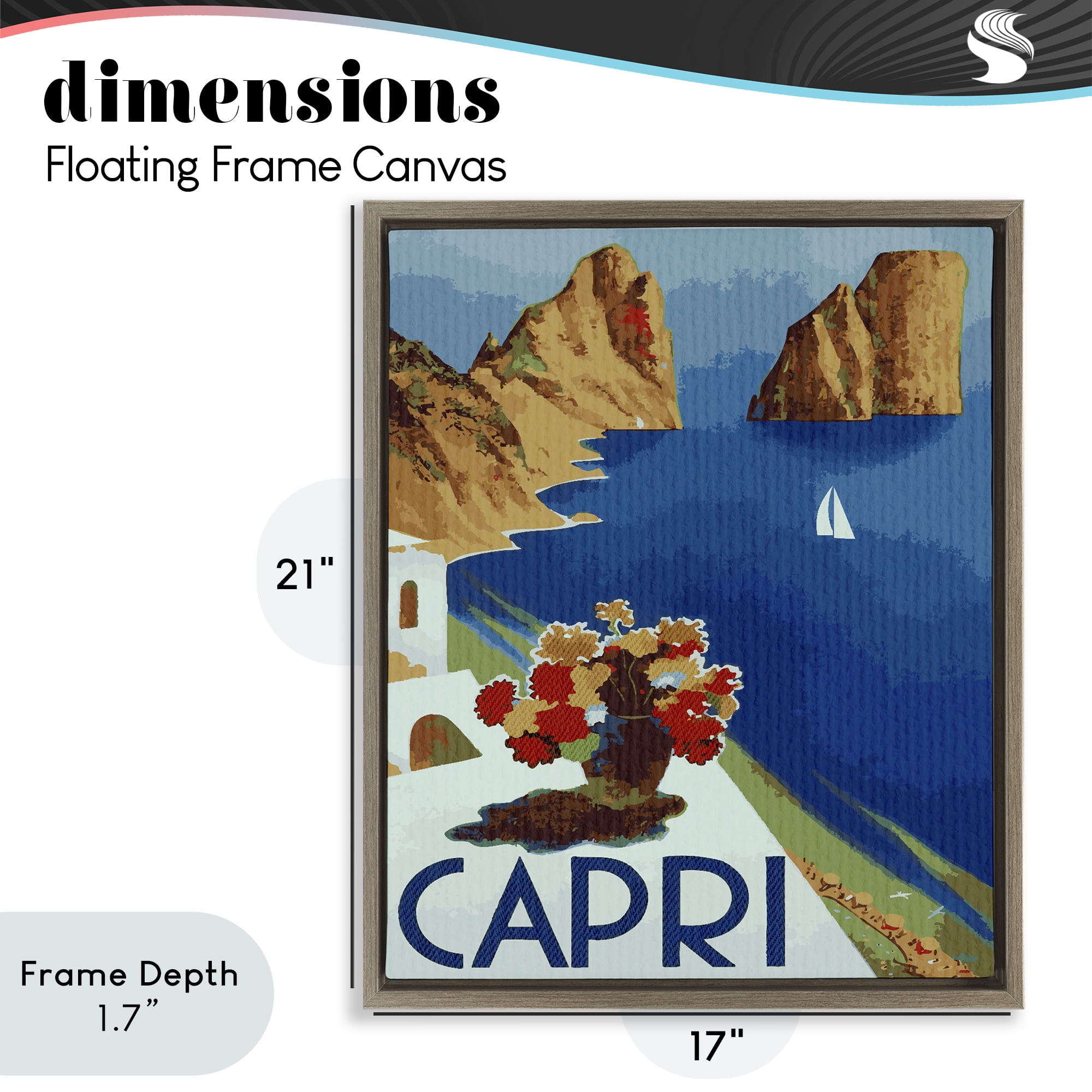 Stupell Industries Capri Island Cliffs Brown Framed Floater Canvas Wall Art, design by Lil' Rue