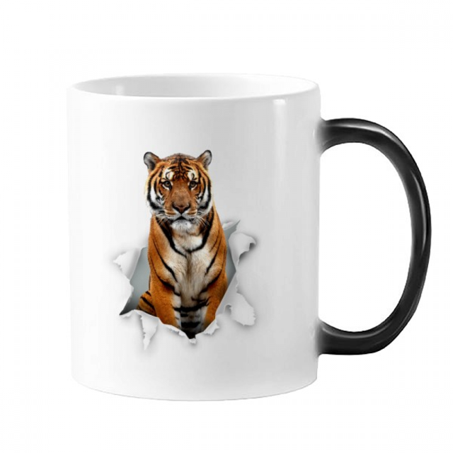 Animal Paper Breaks Shock Tigers Mug Changing Color Cup Morphing Heat Sensitive 12oz