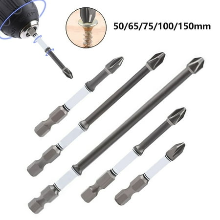 

5Pcs 50-150mm Ph2 Impact Electric Cross Screwdriver Bits Drill Head Hex Shank