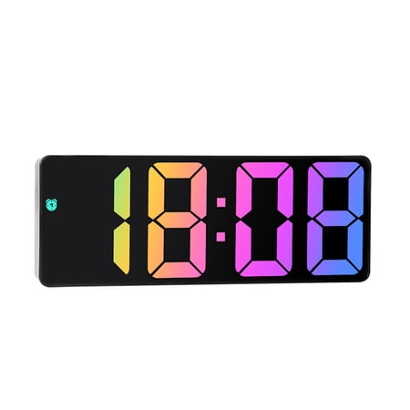 LED Large-Character Electronic Clock Bedside Alarm Clock Colorful Large-Screen Clock Black