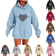 thumbnail image 2 of ShiShine Hoodies for Women Long Sleeve Love Printed Oversized Sweatshirts Drawstring Loose Fit Pullover Tops with Pocket, 2 of 5