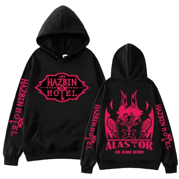 ZHENGLM Hazbin Hotel Alastor Printed Hoodie Unisex Relaxed Fit Long Sleeve Pullover