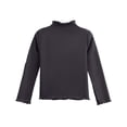 thumbnail image 4 of YOUYEDIAN Girls Ribbed Knit Long Sleeve Top, Mock Neck Shirt with Lettuce Trim, Soft Stretch Base Layer Gray 2-3 Years, 4 of 5