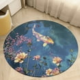thumbnail image 4 of Lucky Koi Fish Lotus Leaf Floral Medallion Round Rug - Small Round Area Rug, Soft Non-Slip Machine Washable Bedroom Mat Indoor Accent Entry Carpet for Office Desk Dorm Hallway, 4 of 6