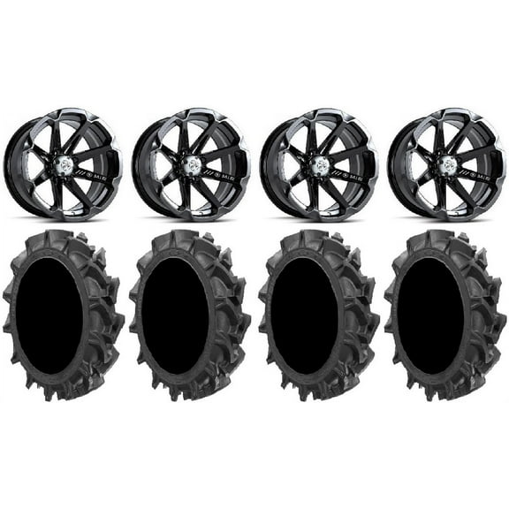 MSA Black Diesel 14" UTV Wheels 28" MotoHavok Tires Honda Pioneer