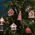 thumbnail image 3 of Casa de pueblo iluminada de Navidad decoración de casa mini adornos de cabaña blanca de invierno hombre de jengibre brillar, 3 of 5