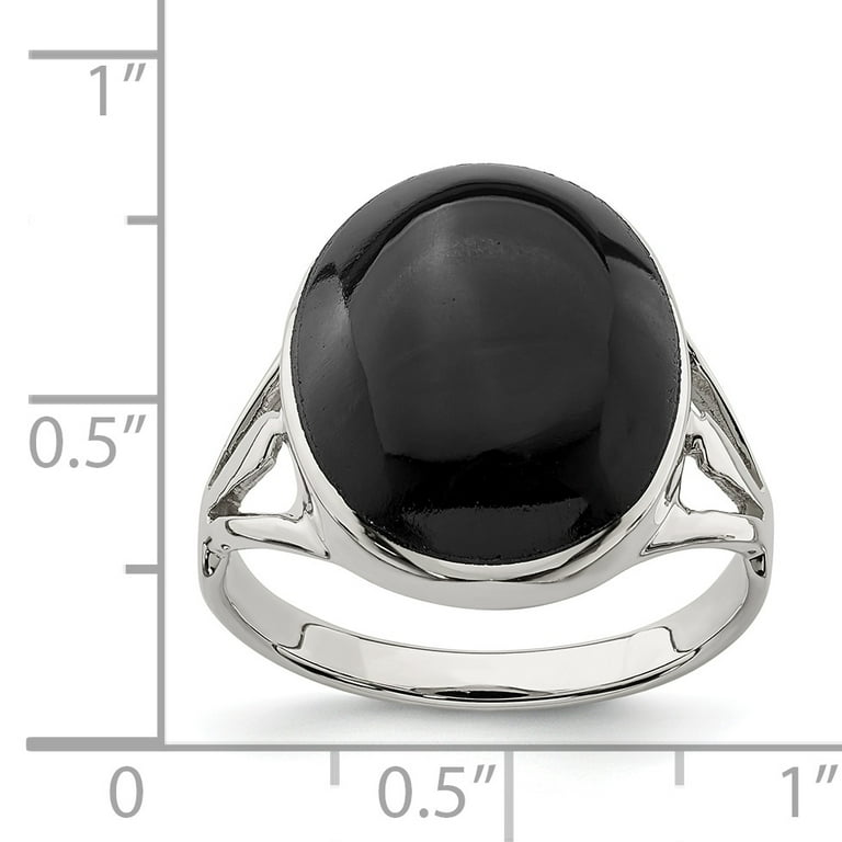 Sterling Silver Black Onyx 13.50 x 16.50 mm Oval Cut Ring Sterling Silver Black Onyx 13.50 x 16.50 mm Oval Cut Ring