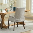 thumbnail image 3 of Resenkos Elegant Tufted Chenille Fabric Accent Dining Chair with Solid Wood Curved Legs for Dining or Kitchen, Beige, 3 of 15