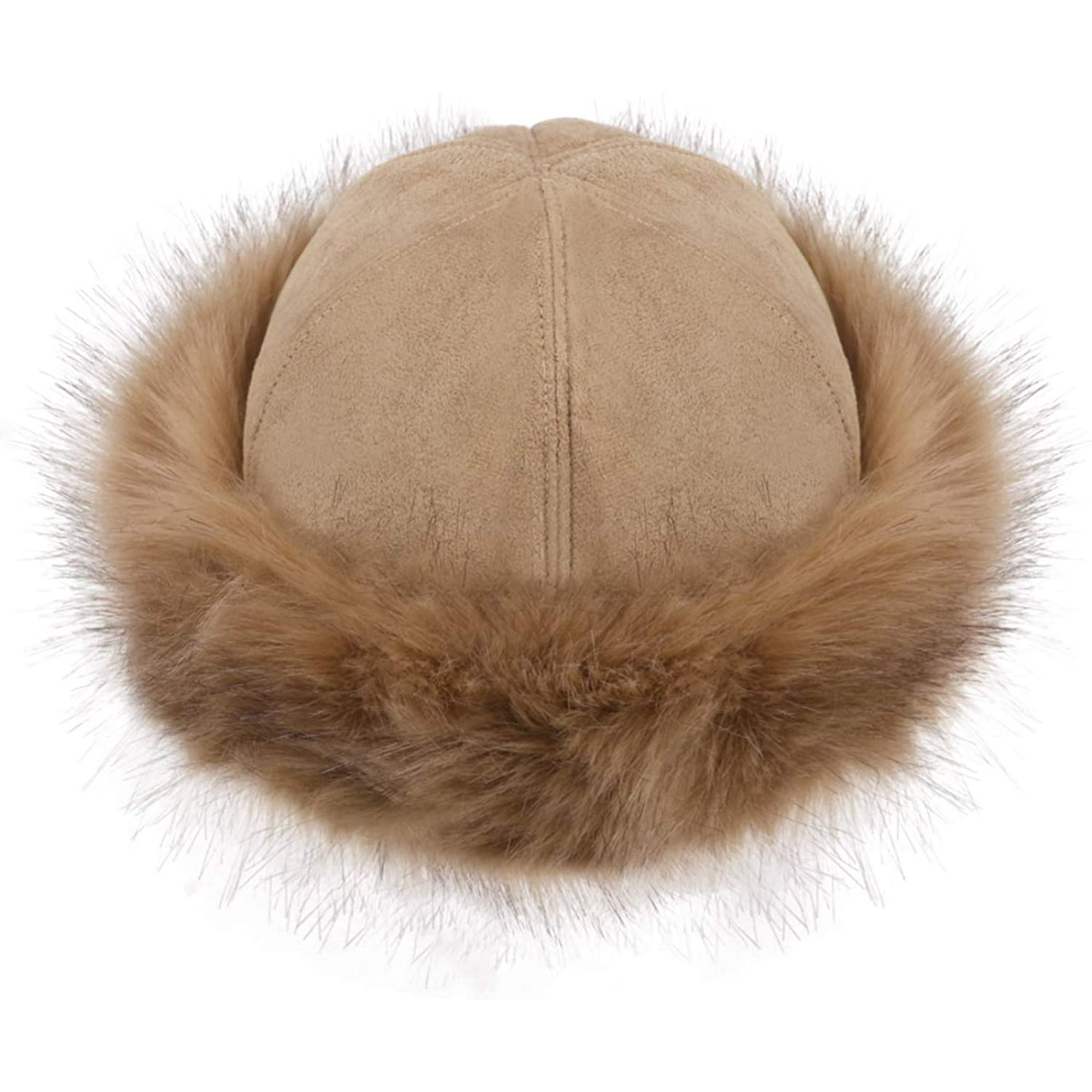 Bonnet D'Hiver Pour Femmes Bonnet Tricoté Avec Pompons Fausse Fourrure Chaud Crâne Avec Doublure En Polaire Pour Ski Trappeur Extérieur, Rose