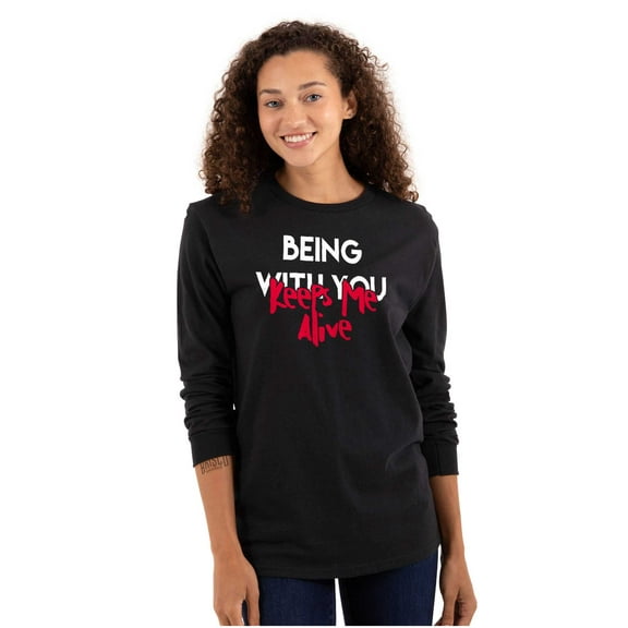 Being with You Keeps Me Alive Romantic Women Plus Size Long Sleeve Graphic Tee Brisco Brands 2X
