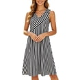 thumbnail image 6 of Josdec Women's V-Neck Sleeveless Midi Dress Asymmetric Striped with Pocket Loose Casual for Daily Wear S-XXL, 6 of 9