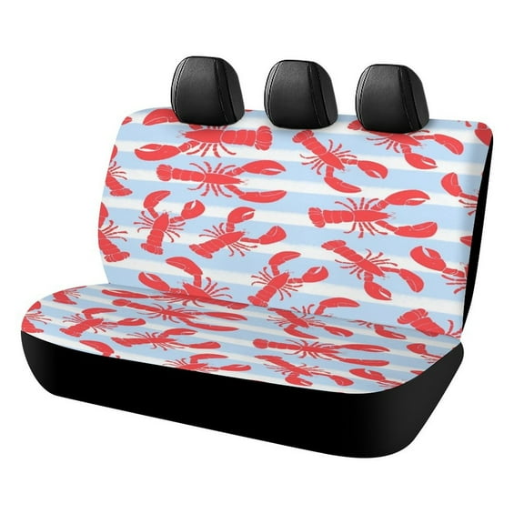 Lobsters on Light Blue Stripes Car Rear Seat Covers Back Elastic Flexible Car Seat Covers Decorative Fits Most Cars, SUVs, Trucks And Vans