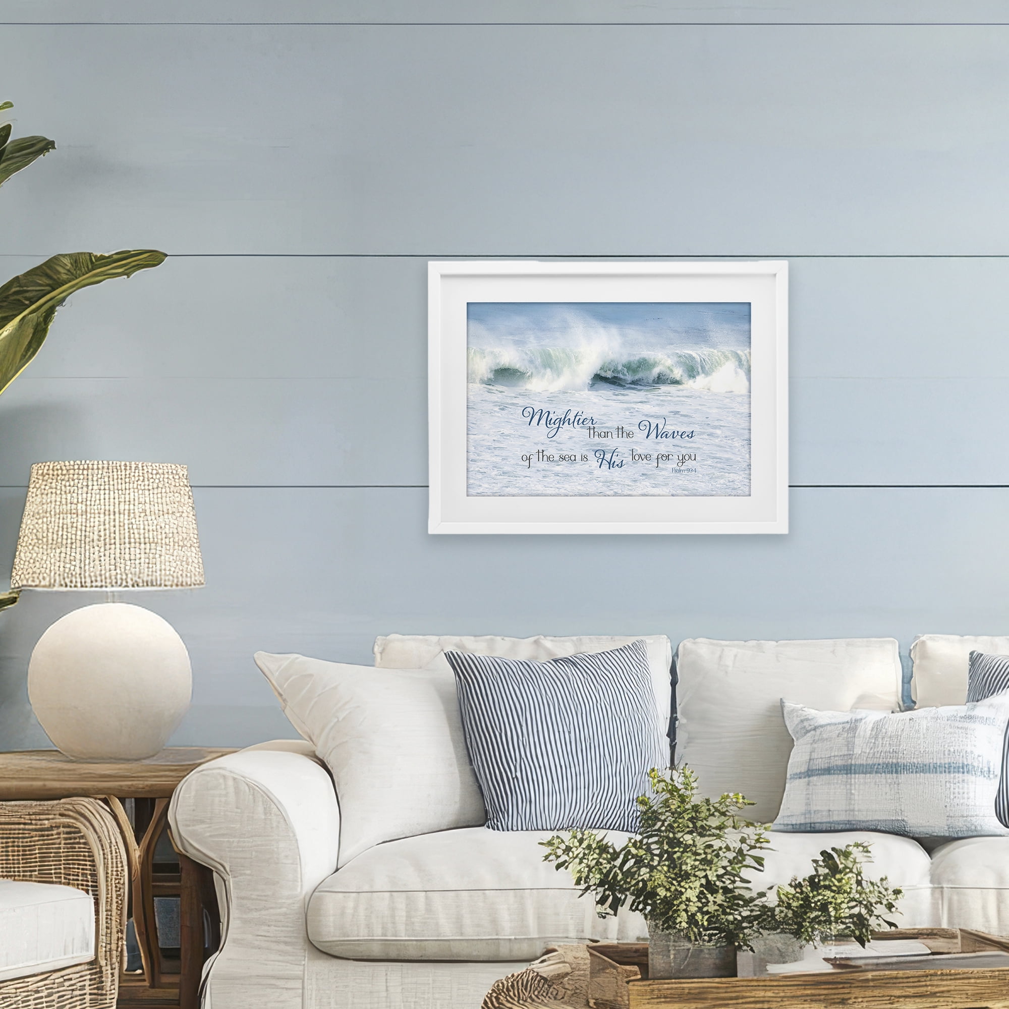 Stupell Industries Mightier Than The Waves White Framed Print Under Glass, design by Kathy Mansfield