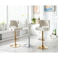 thumbnail image 4 of Guyou Swivel Bar Stool Set of 2, Modern Upholstered Velvet Adjustable Height Counter Barstools with Open Back and Metal Base for Kitchen Island Restaurant Home Bar, Beige, 4 of 15