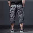 thumbnail image 5 of Trgacdwlo Men's Capri Pants Below Knee Straight Leg Cargo Shorts Men Baggy Summer Running Hiking Long Shorts with Pockets Gray XL, 5 of 5