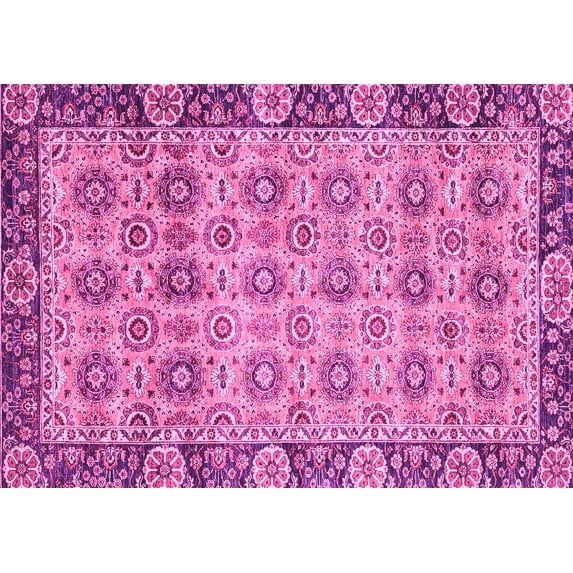 Ahgly Company Indoor Rectangle Abstract Pink Modern Area Rugs, 5' x 7'