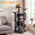 thumbnail image 4 of Gymax 52'' Tall Cat Tree Tower w/2 Condos Plush Padded Perch Sisal Scratching Posts Light Gray, 4 of 10