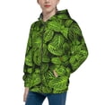 thumbnail image 2 of Naloa Tiny Green Fern Leaves Teenage Zipper Hoodie, Long Sleeve Zip Up Hoodies Casual Jackets Tops for 7-12 Years-Medium, 2 of 6