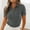Grey, variant on Dressy T Shirts for Womens V Neck Business Button Down Short Sleeve Ribbed Modest Tee Causal Top