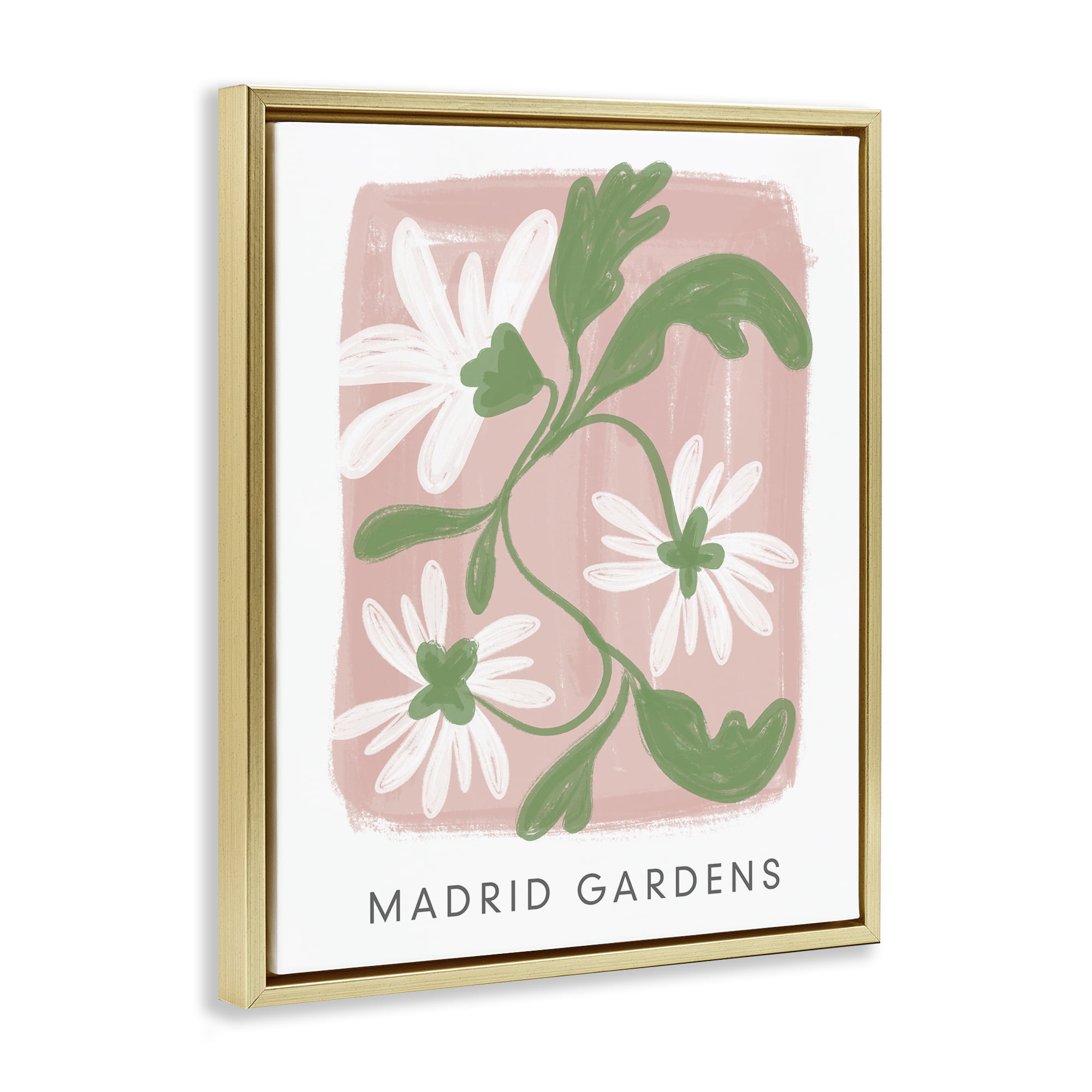 Stupell Industries Madrid Gardens Pastel Blooms Gold Framed Floater Canvas Wall Art, design by Lucille Price