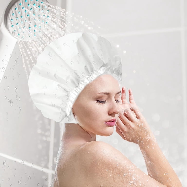 Reusable Women Shower Cap Waterproof Large Elastic Bath Hair Hat Amazon.com : Reusable Shower Cap for Women, Large Waterproof  main image 2