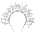 thumbnail image 1 of Wedding Headband Faux Pearl - Handmade Bridal Tiara Hair Hoop Party Headpiece, 1 of 10