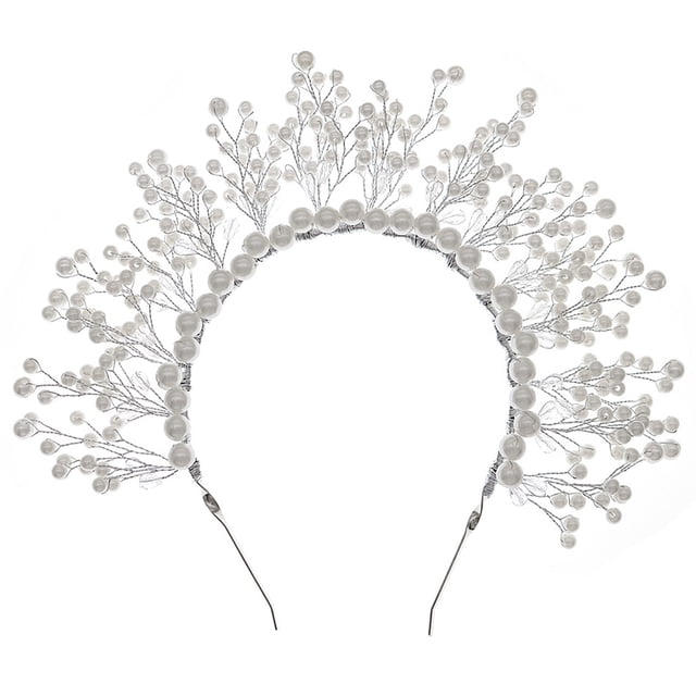 Wedding Headband Faux Pearl - Handmade Bridal Tiara Hair Hoop Party Headpiece