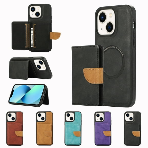 Dteck for iPhone 13 Wallet Case, Compatible with MagSafe, 2 in 1 Magnetic Detachable PU Leather Card Pocket Wallet iPhone 13 Case for Women Men,Black