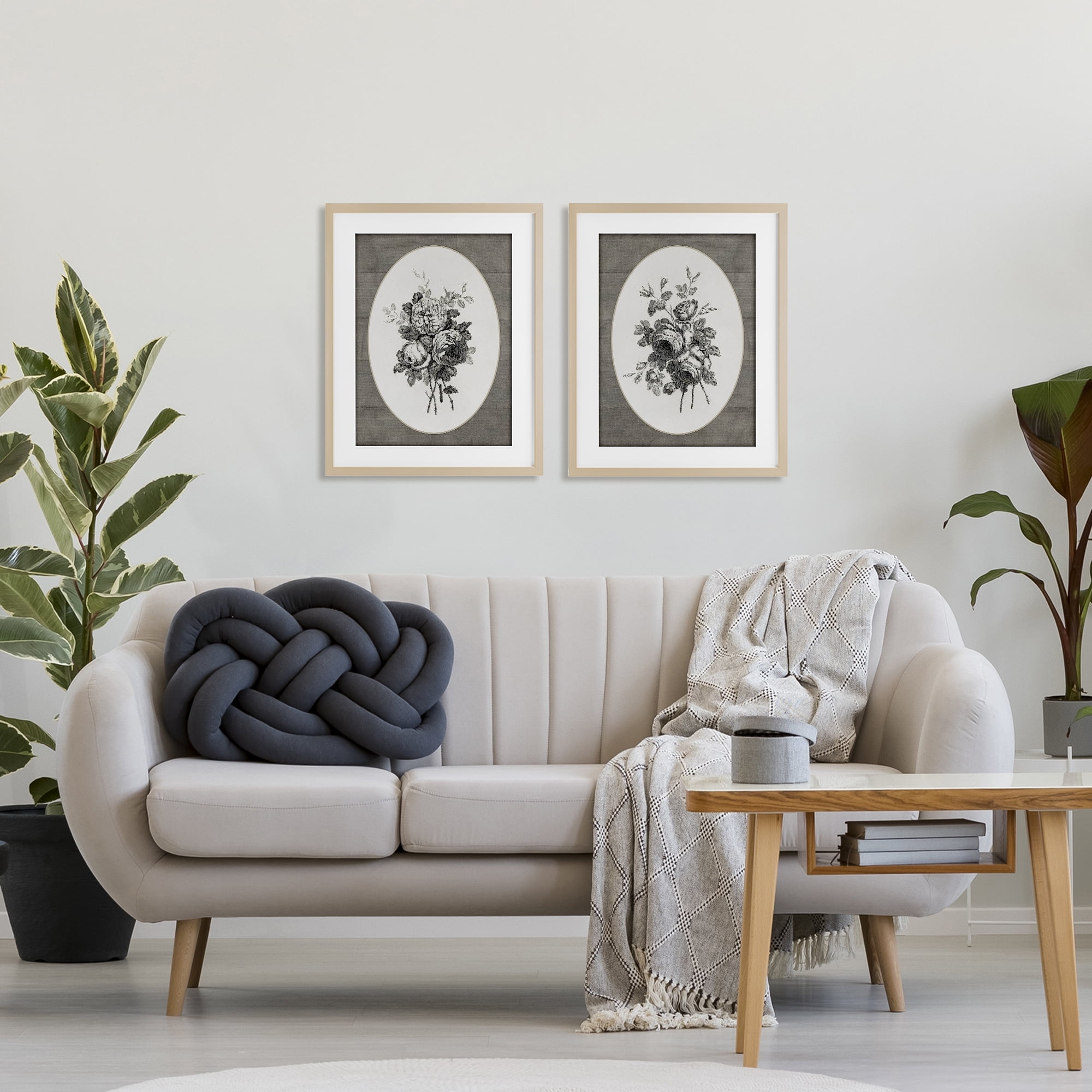 Vintage Petal Bundle Details 2 Piece Birch Framed Print Under Glass Set, design by Lettered and Lined