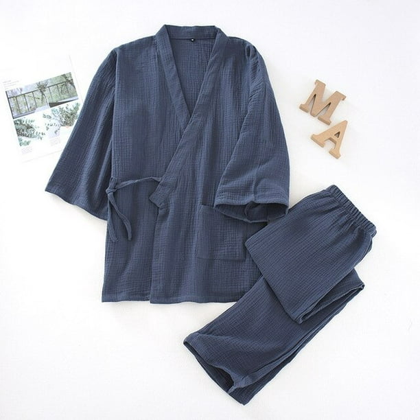 CoCopeaunt Sleepwear Men and Women 100% Cotton Pajamas Two Piece Set Size Bathrobes V-Neck Kimono Pijama Mujer Sleepwear - Walmart.com