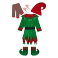 thumbnail image 3 of YiZYiF Kids Elf Costume Set Children Christmas Santa Claus Long Sleeve Dress Outfit with Hat Fancy Dress Up Green 100, 3 of 7